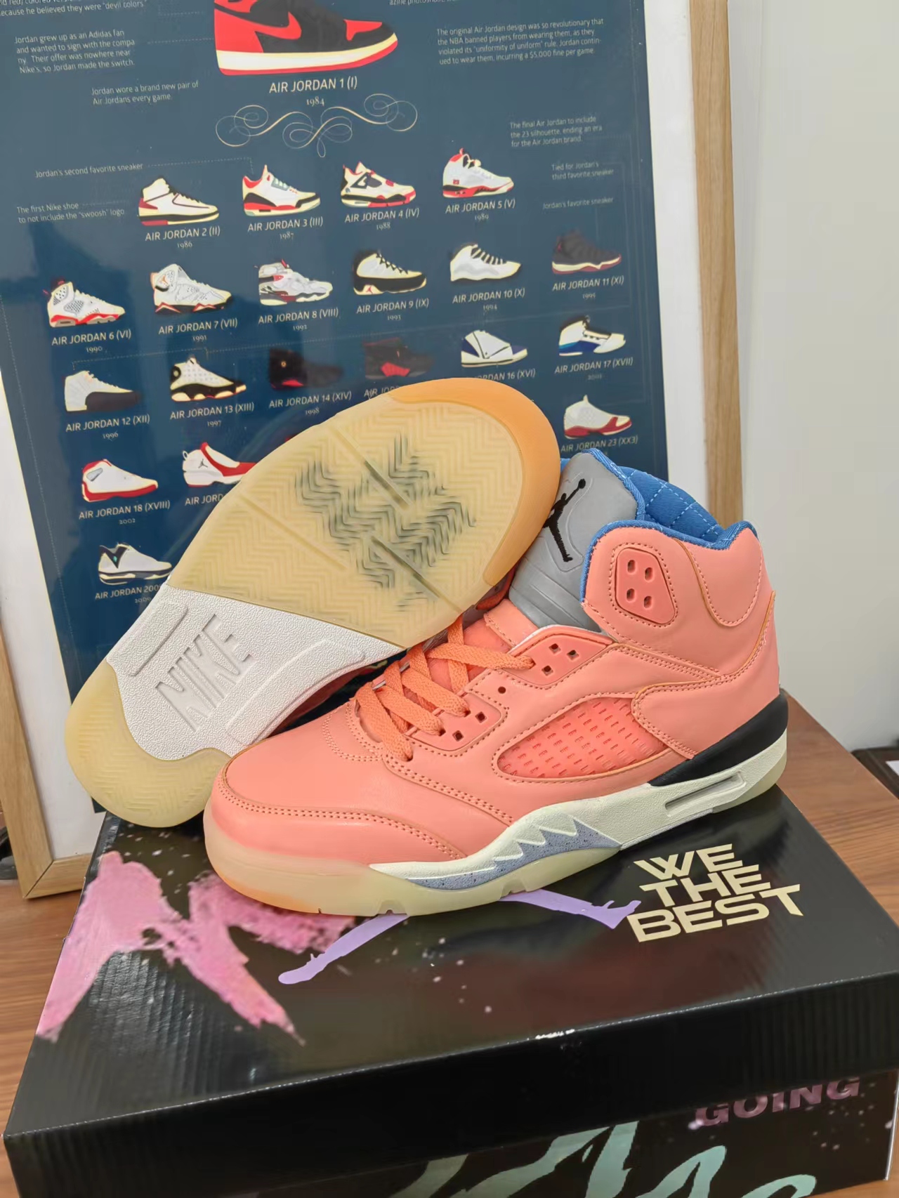 2022 Air Jordan 5 Orange Blue White Shoes - Click Image to Close